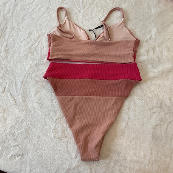 New! SET Beach Riot Riza Top Alexis Bottom Rouge Color Block 31111 - Picture 8 of 11